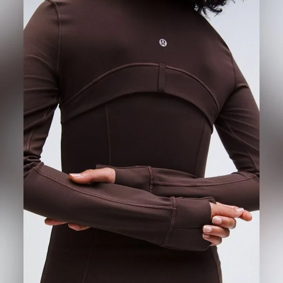 Lululemon•Define Long-Sleeve Dress *Luon Zip Front Contour•BNWT•Brown Sz 4 - Picture 5 of 9